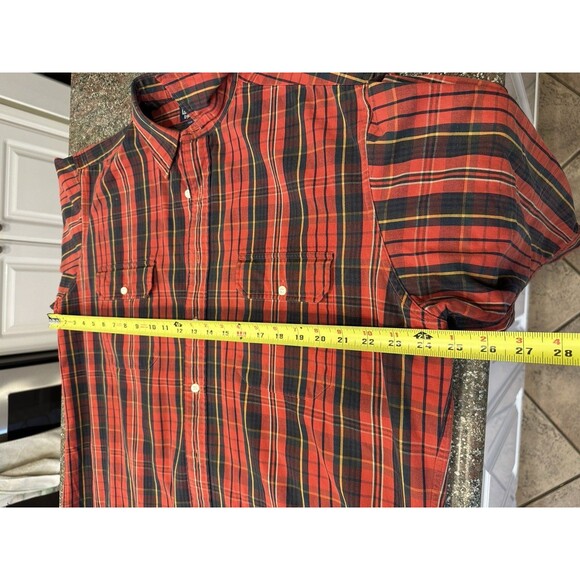 VTG‎ Polo Ralph Lauren red black plaid Cotton heavy  cotton shirt Mens Large - Picture 7 of 11